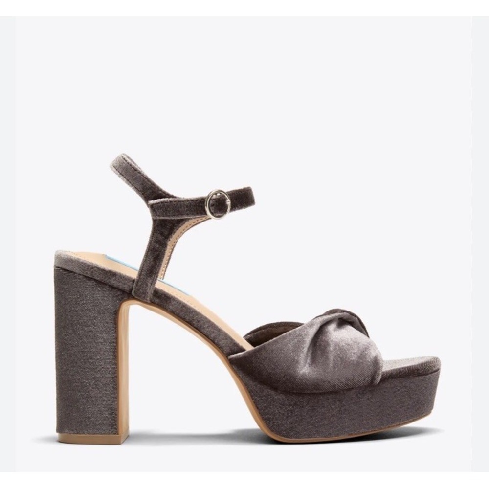 Draper James Paloma Platform Heel Grey Sandal Suede Size 8‎ Heels 90s Y2K